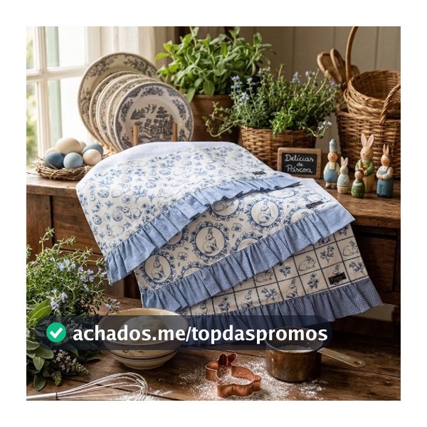 Kit 3 Panos de Prato Páscoa Vintage Farmhouse Coelho Decorativo Alta Absorção Premium