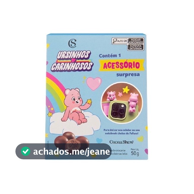 Caixa Surpresa Ursinhos Carinhosos Cacau Show ORIGINAL Acessório de celular + Dragado