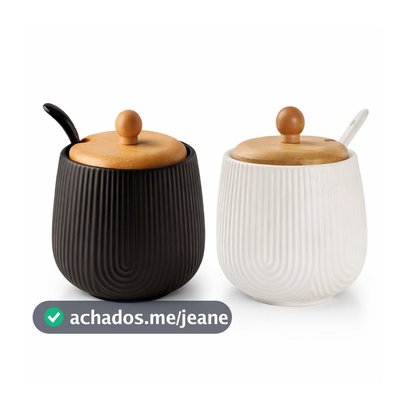 Açucareiro Em Porcelana Tampa Bambu 360ml Oásis