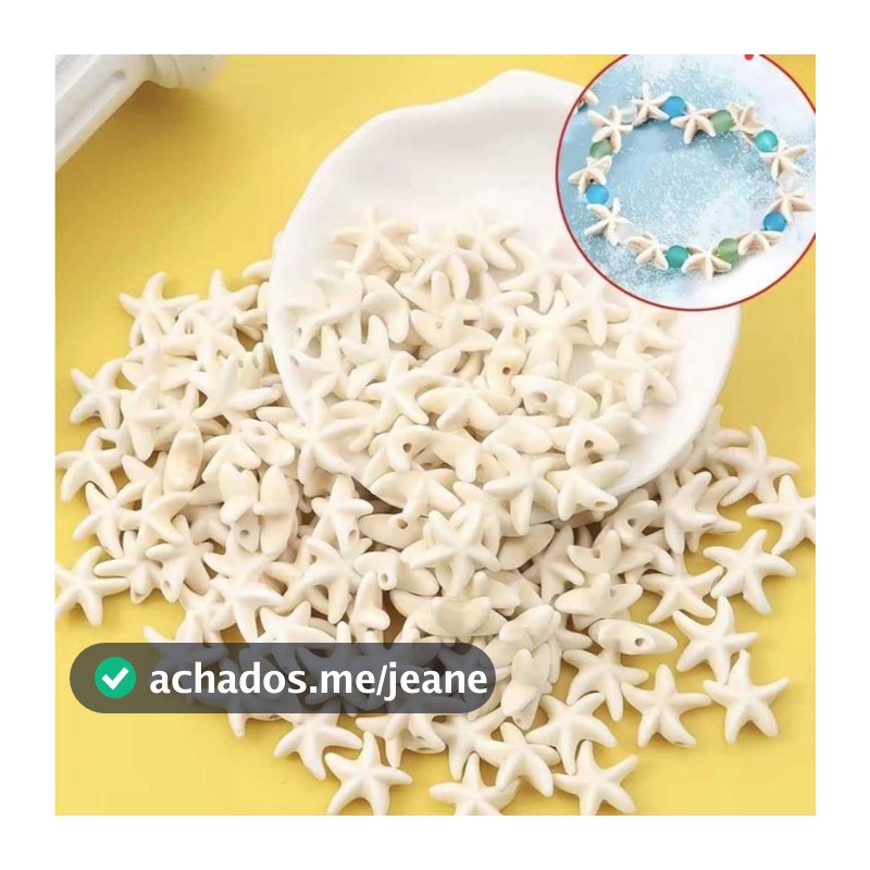 Fio de Miçanga Estrela Fundo do Mar de Osso e Tartaruga Marinha Para Montagem de Bijuterias