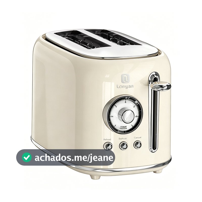 Torradeira 800W LONYAN 220V 7 Níveis Antiaderente Aço Inox Desligamento Automático Bandeja Coletora Café Manhã