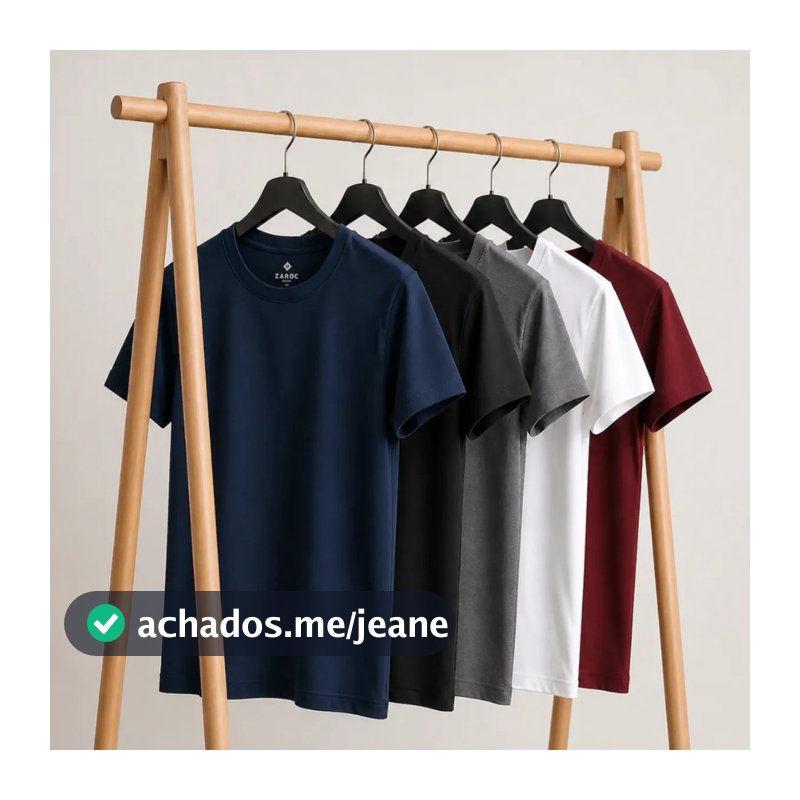Kit 5 Camiseta Manga Curta em 100% Algodão ZAROC