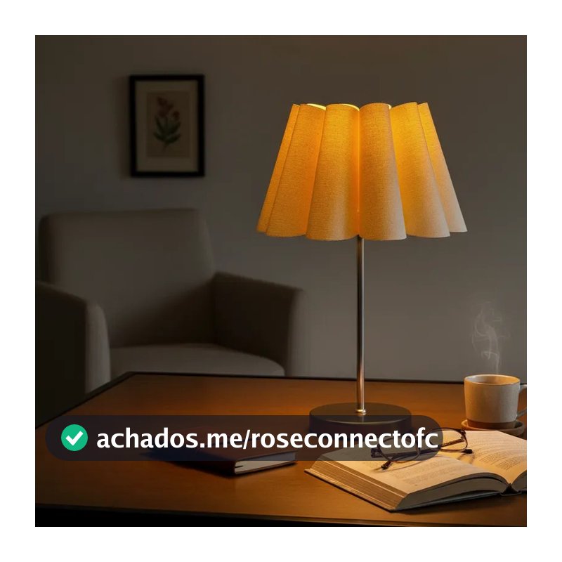 Luminária de Mesa Redondo com Interruptor e Cúpula Pétala Bege de Casa canto de Sala quarto cabeceira de cama Escritorio