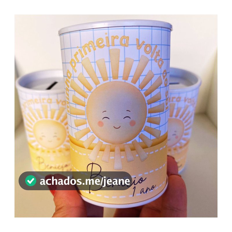 Cofrinho Personalizado Minha Primeira Volta ao Sol com Nome e Idade - Festa 1 Ano FAZEMOS TODOS OS TEMAS