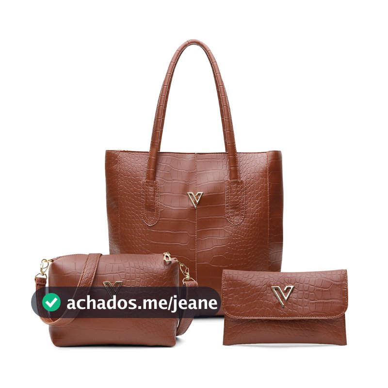 Kit 2 Bolsas Feminina Vittal Monique Sacola Transversal de Ombro Tiracolo + Carteira