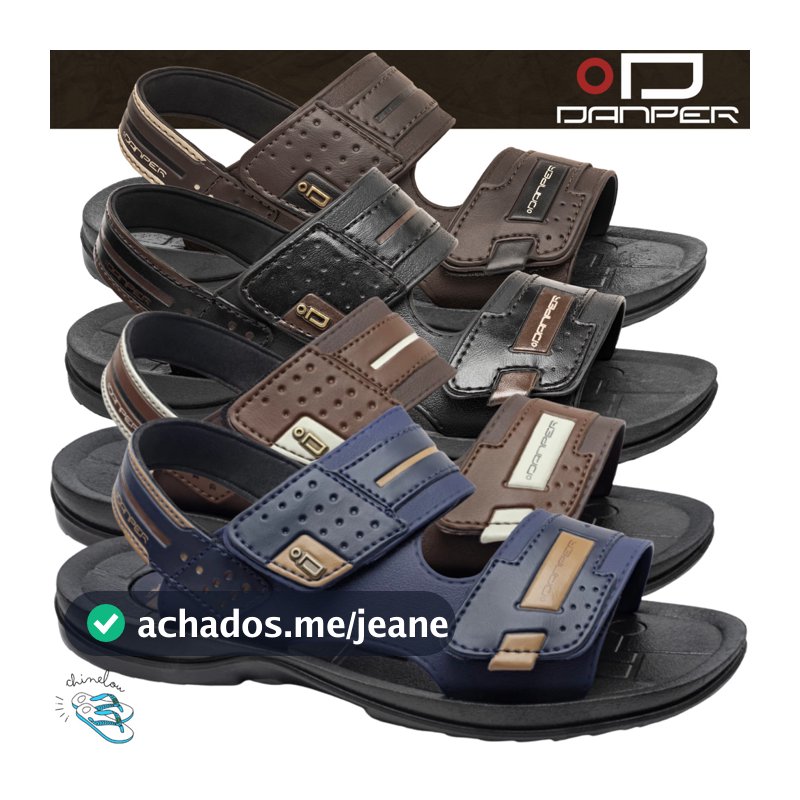 Sandalia Masculina Danper Original Confortavel Solado Borracha Velcro Ajustavel Motoqueiro