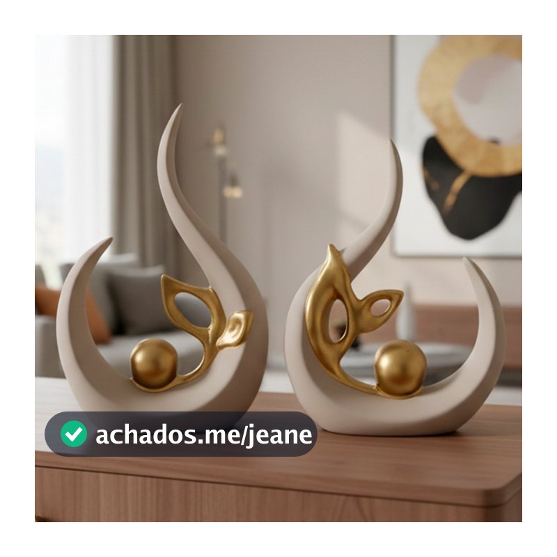 Par de Vasos Decorativos Moderno Minimalista Cerâmica Enfeite Luxo Sala Quarto Hall Aparador Dourado
