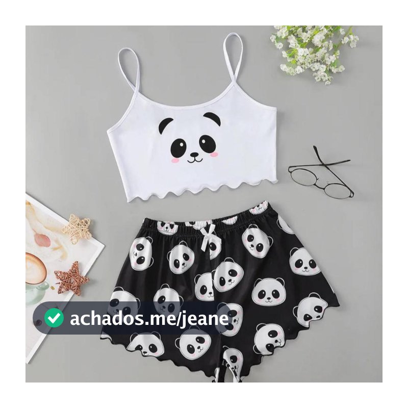Pijama Feminino Baby Doll Estampado Virginia curto - Confortável, leve e ideal para Presente