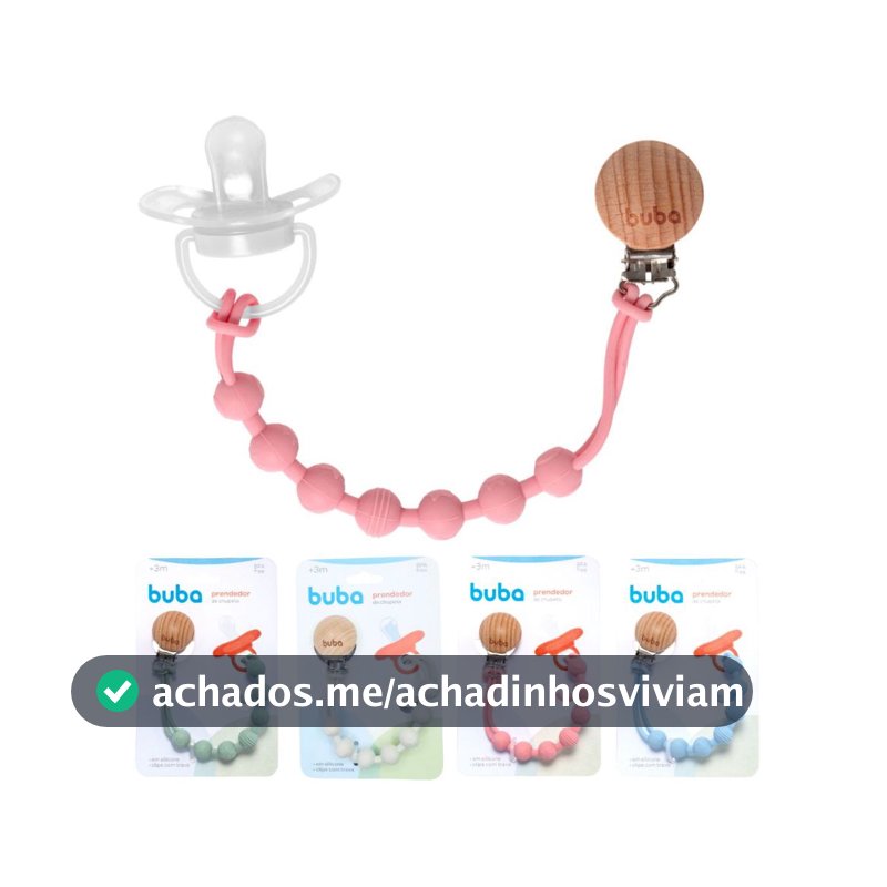 Prendedor de Chupeta de Silicone e Bambu Buba Menino Menina Prendedor com Bolinhas Mordedor