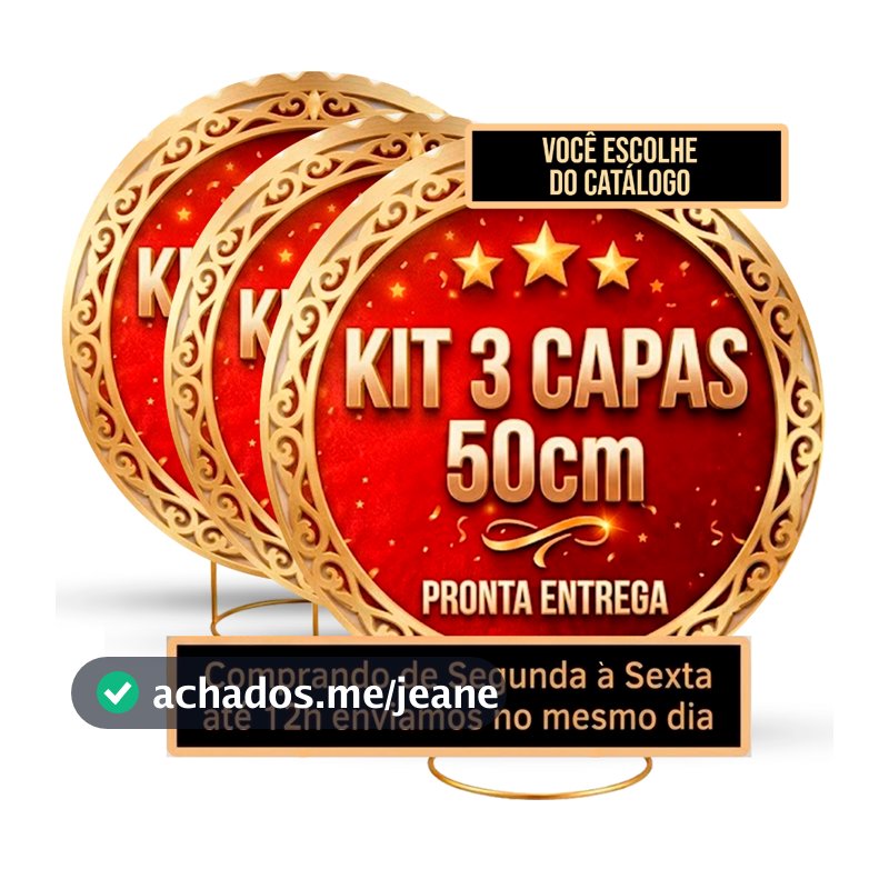 Kit 3 Painéis de Mesa 50cm Tecido  - Escolha do Catálogo - Redondo com Elástico