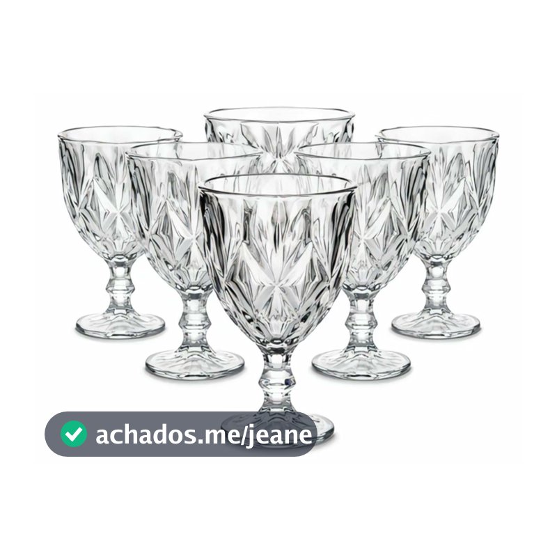 Jogo c/ 06 Taças Vidro Vinho/Agua 330ml Diamond Transparente