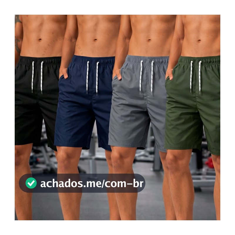 KIT 4 Bermuda Tactel Shorts Masculino Plus Size Básico Liso Academia Cordão Praia Mauricinho P XG