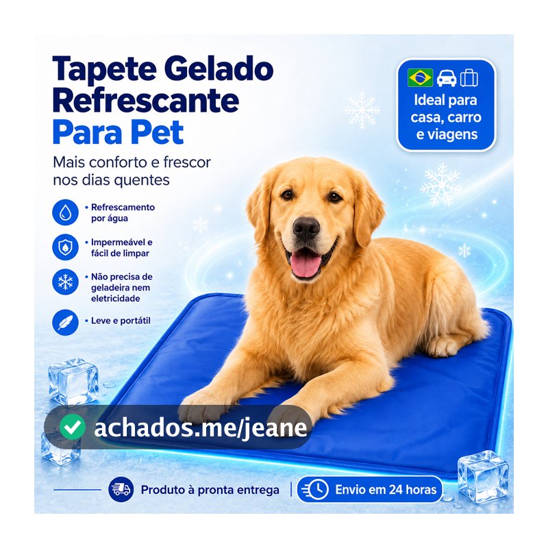 Tapete Pet Gelado Grande 81x96cm para Cães Grandes Refrescante Almofada Resistente Verão