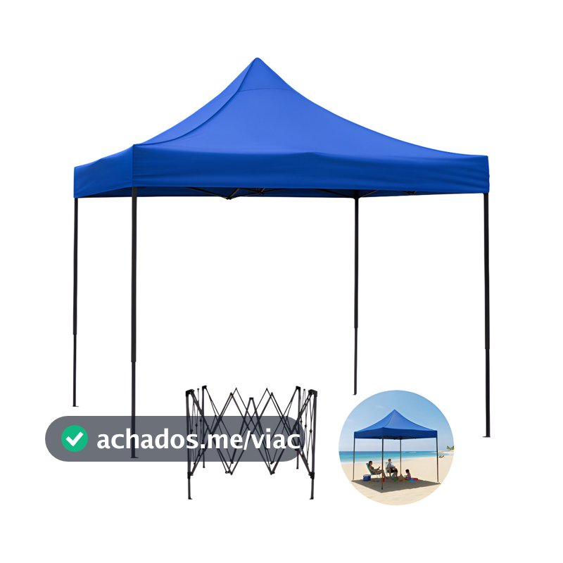 Tenda Gazebo Sanfonada 3x3 Praia Camping Pesca Aço Reforçado Azul