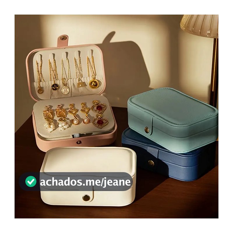 Organizador de Joias Portátil e Elegante - Caixa de Armazenamento Espaçosa de Camada Única para Brincos e Colares