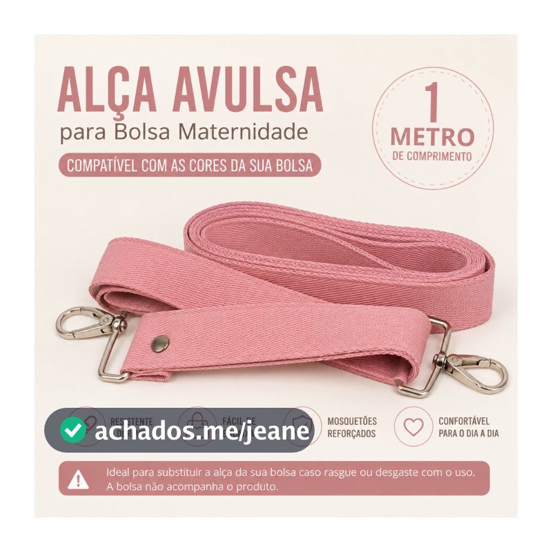 Alça Chic para Bolsa Maternidade e Mochila Bebê Regulável Resistente 1,00mt Colorida