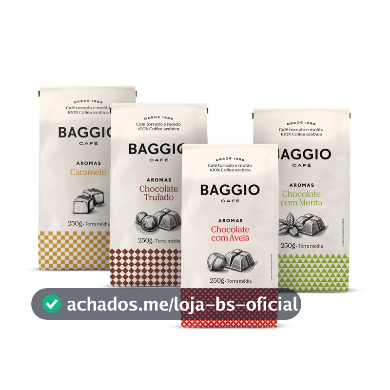 Kit Café Moído Baggio Aromas 1kg (4x250g) - Caramelo, Chocolate Trufado, Chocolate com Avelã e Menta