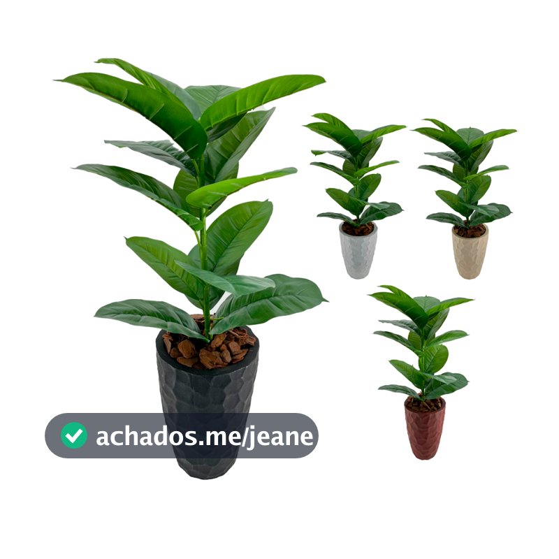Vaso Polietileno + Planta Artificial Jiboia Follhas Grande Decoracao Jardim