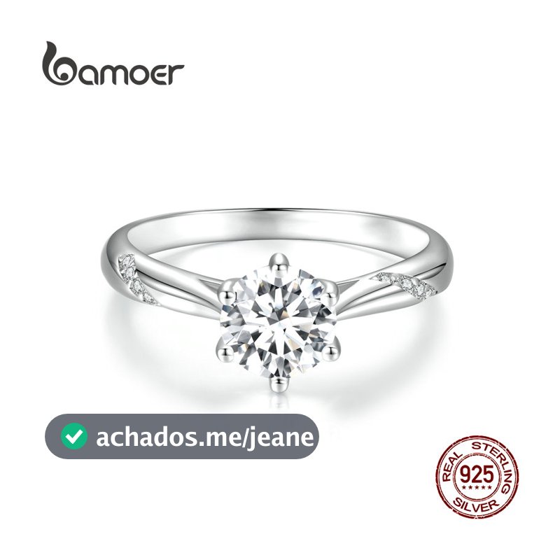 Anel Bamoer 925 Prata Luxuoso Bijuteria Moissanite Para Mulheres Acessórios De Casamento