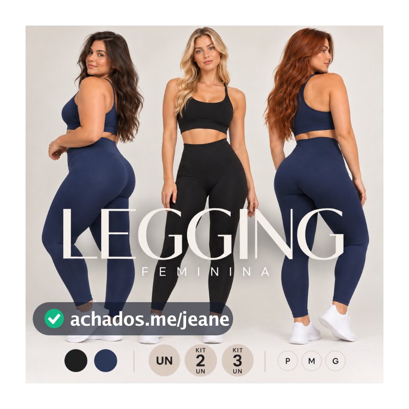 Kit 3 Calças Legging Grossa Suplex Feminina Fitness Cintura Alta Zero Transparência Corrida Yoga Caminhada Legg