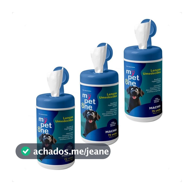 Kit 3 Lenço Umedecido Machos Mypetone - 75 Unidades