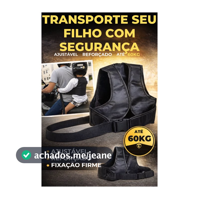 Cinto Segurança Infantil Moto Colete Garupa Criança Ajustável Reforçado Até 12 Anos