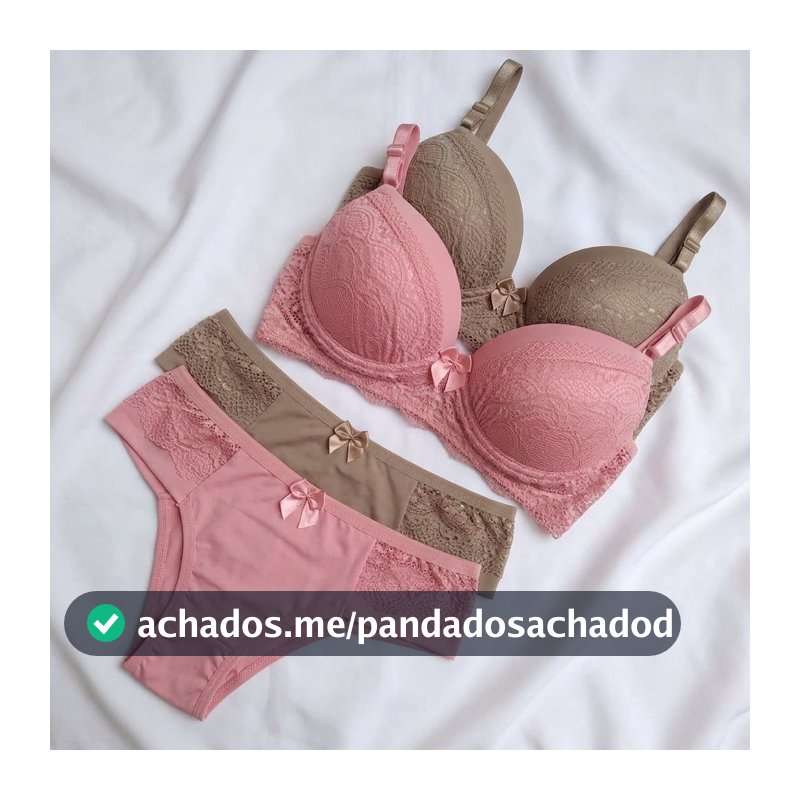 Kit Conjunto Lingerie Feminina Calcinha e Sutiã Com Bojo Rendado Confortável Delicado