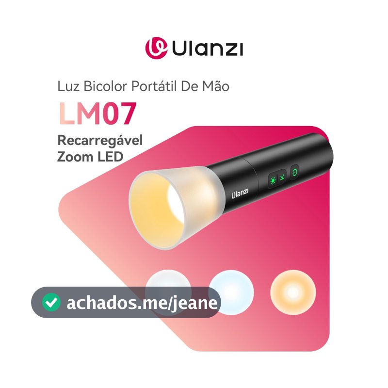 ULANZI LM07 Luz De Vídeo Portátil De Mão Com Rosca 1/4" E Zoom LED Bicolor Recarregável