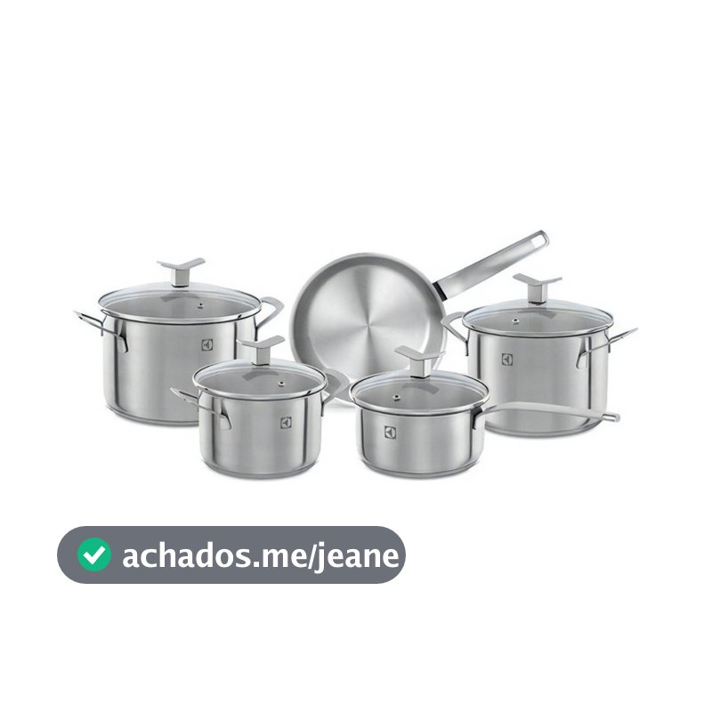 Jogo de Panela Antiaderente Electrolux 5 Peças Aço Inox Conjunto de Panelas Antiaderente Inox Fundo Triplo