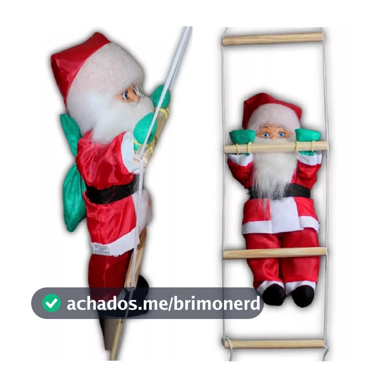 Papai Noel Escalando Enfeite Natal Subindo Escada 75cm Escalador Decoracao de Natal