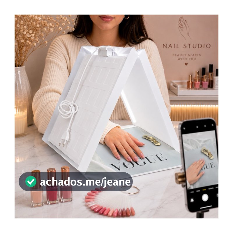 Cabana para Fotos Bivolt 30x30 Mini Estúdio Fotográfico para Unhas + Capa revista cenario Fake