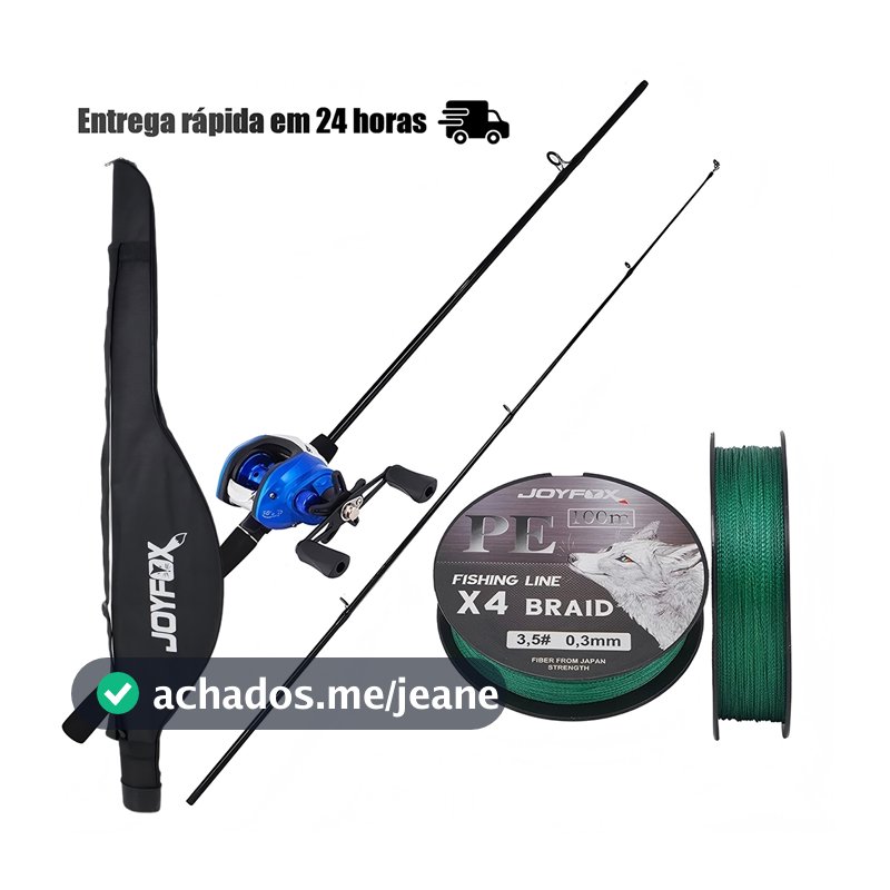 Kit Pesca Esportiva Completo: Vara 1,65m + Carretilha 17+1 Rolamentos Drag 8kg + Linha Multifilamento 100m + Bolsa