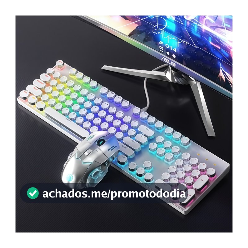KIT Teclado 100% mecânico Punk Esports + mouse para jogos Um item obrigatório para os jogadores -H7
