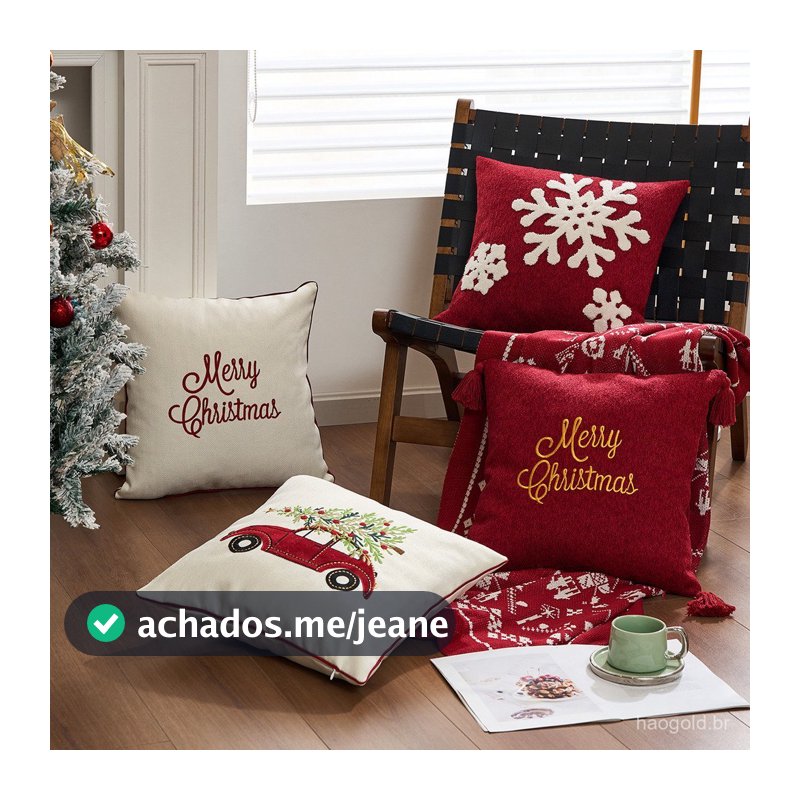 Capa de almofada bordada para o Natal