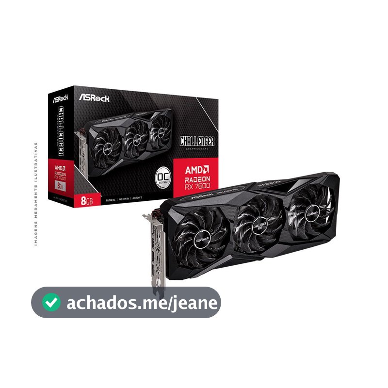Placa de vídeo AMD Radeon ASROCK RX7600 8GB Challenger Pro OC GDDR6 128Bits 90-GA62ZZ-00UANF