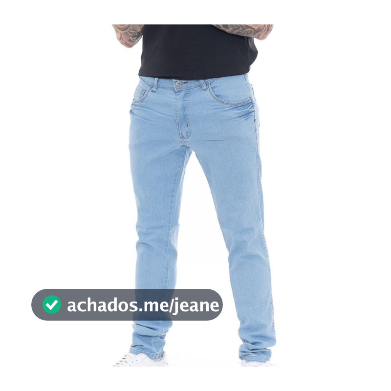 Calça Jeans Masculina Slim Delave Azul Claro Lycra Elastano Conforto Presente Pai