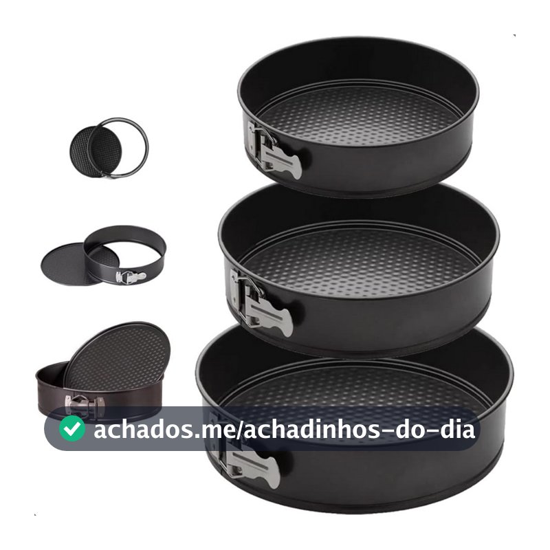 Kit 3 Formas com Fundo Removível Antiaderente com Fundo Removível para torta Bolo