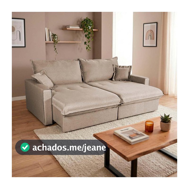 Sofá Cama Lume Sem Caixa 2,10m Linho Bege - King House
