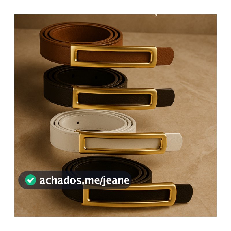 Kit 4 Cinto Feminino Elegante com Fivela Dourada – Tendência 2026