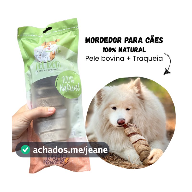 Tubão Power Traqueia e Pele Bovina Mordedor Natural para Cães 1 unid - Pet Bem