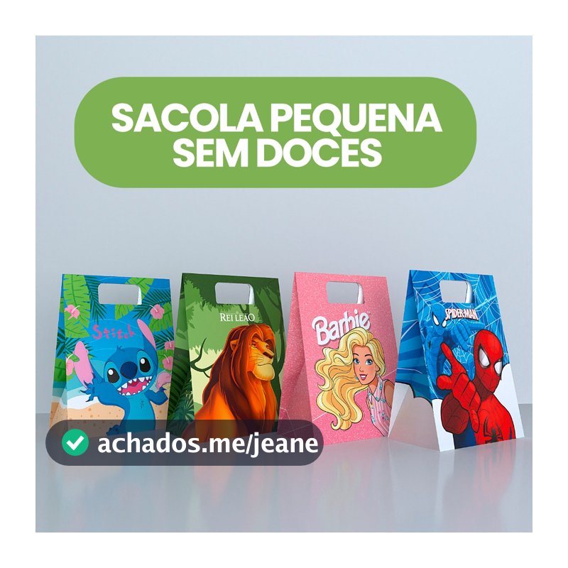 10 / 15 / 20 / 25 / 30 Sacolas Surpresa Pequena Personalizada Lembrancinha Festa Diversos Temas