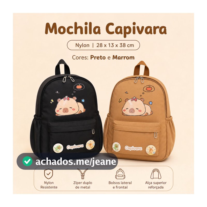 Mochila Infantil Escolar Menina e Menino De Animado Mochila Escolar Infantil Menino Menina Mochila Unissex Capivara Juve