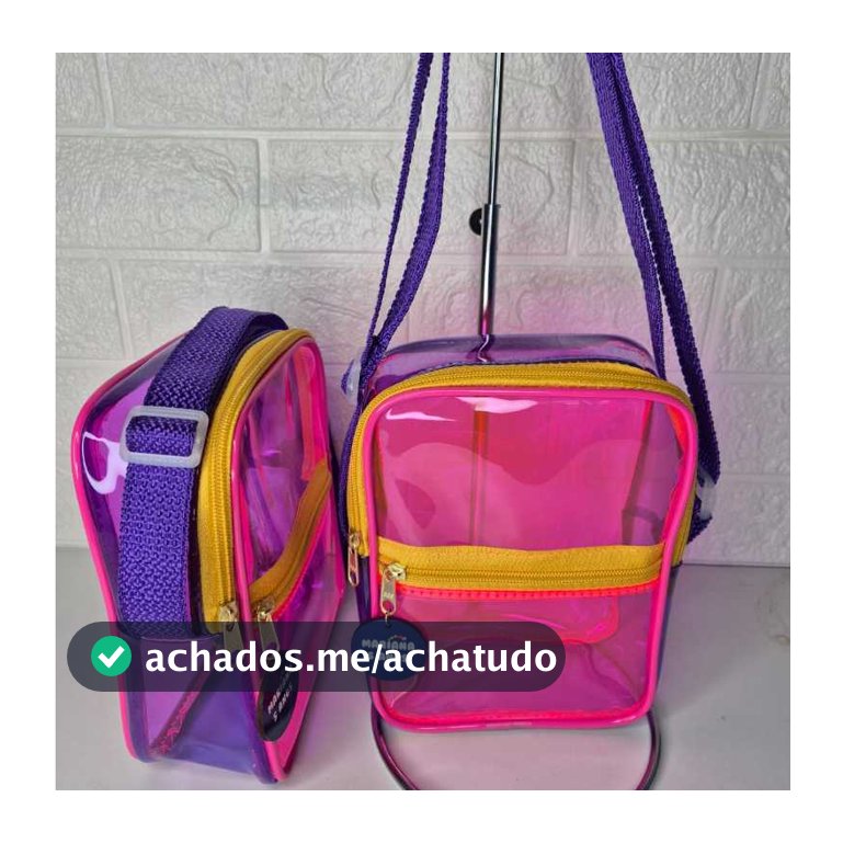 Bolsa Transversal Infantil Shoulder Bag Neon Transparente Multicolor Lembrancinha Festa