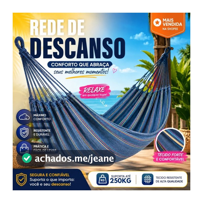 Rede de Descanso Solteiro Cinza Listrado Leve, e Fácil de Transportar