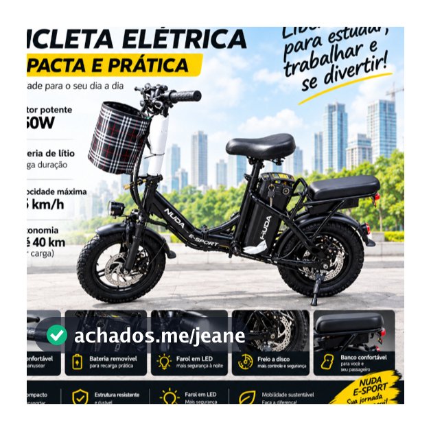 Uma bicicleta elétrica dobrável para a família NUDA, adequada para trabalho ao ar livre e compras