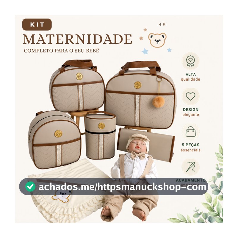 Kit 5 Peças Bolsas Maternidade Completo Com Saída Maternidade