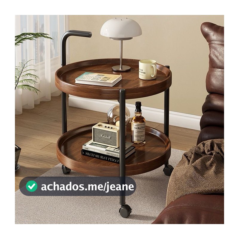 Mesa Alta Do Cafe Multiuso 2 Camadas Para Quarto/Sala/Varanda com Rodinhas