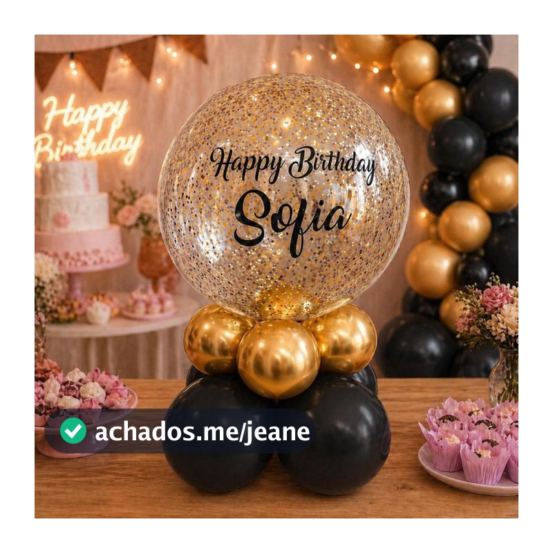 Kit Balão Personalizado 60cm + 8 BEXIGAS| Aniversário Festa chá