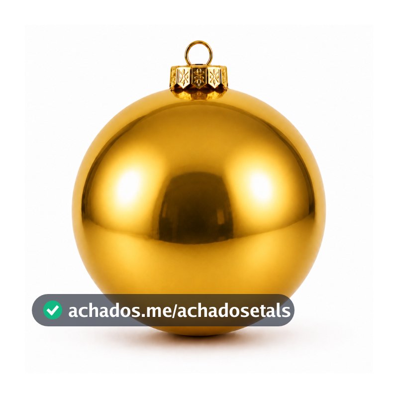 Kit 3 Bolas de Natal 17cm Vermelha Grande Enfeite para Árvore Decoração Dourada Natalina Lisa Brilhante