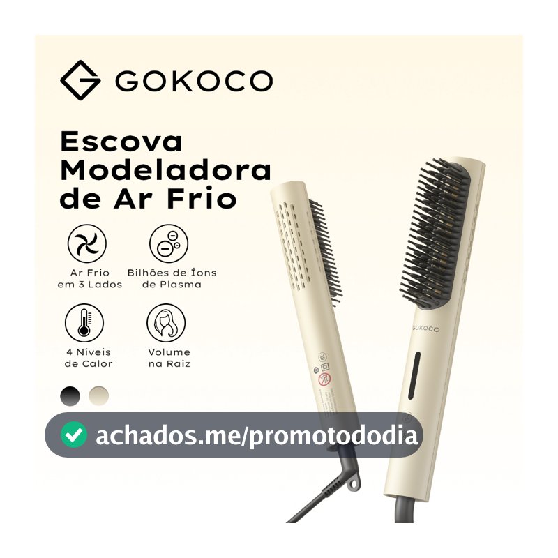 GOKOCO Escova Modeladora de Cabelo Modelagem com Ar Frio Controle do Frizz Todos os Tipos de Cabelo Ideal para Viagem